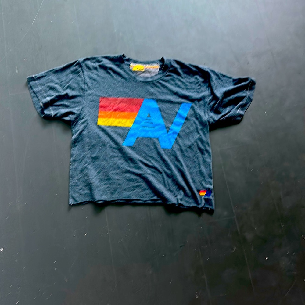 Black aviator nation T-shirt with logo on it